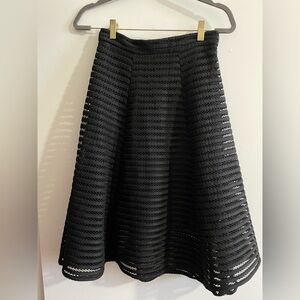 Le Chateau Black A-Line Eyelet Midi Skirt